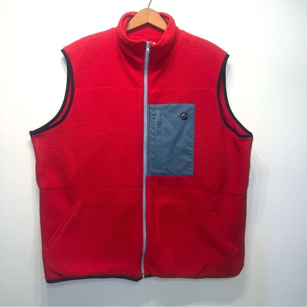 Southern Proper Sleeveless Fleece Vest Men's Size XL Red Navy Full Zip Preppy